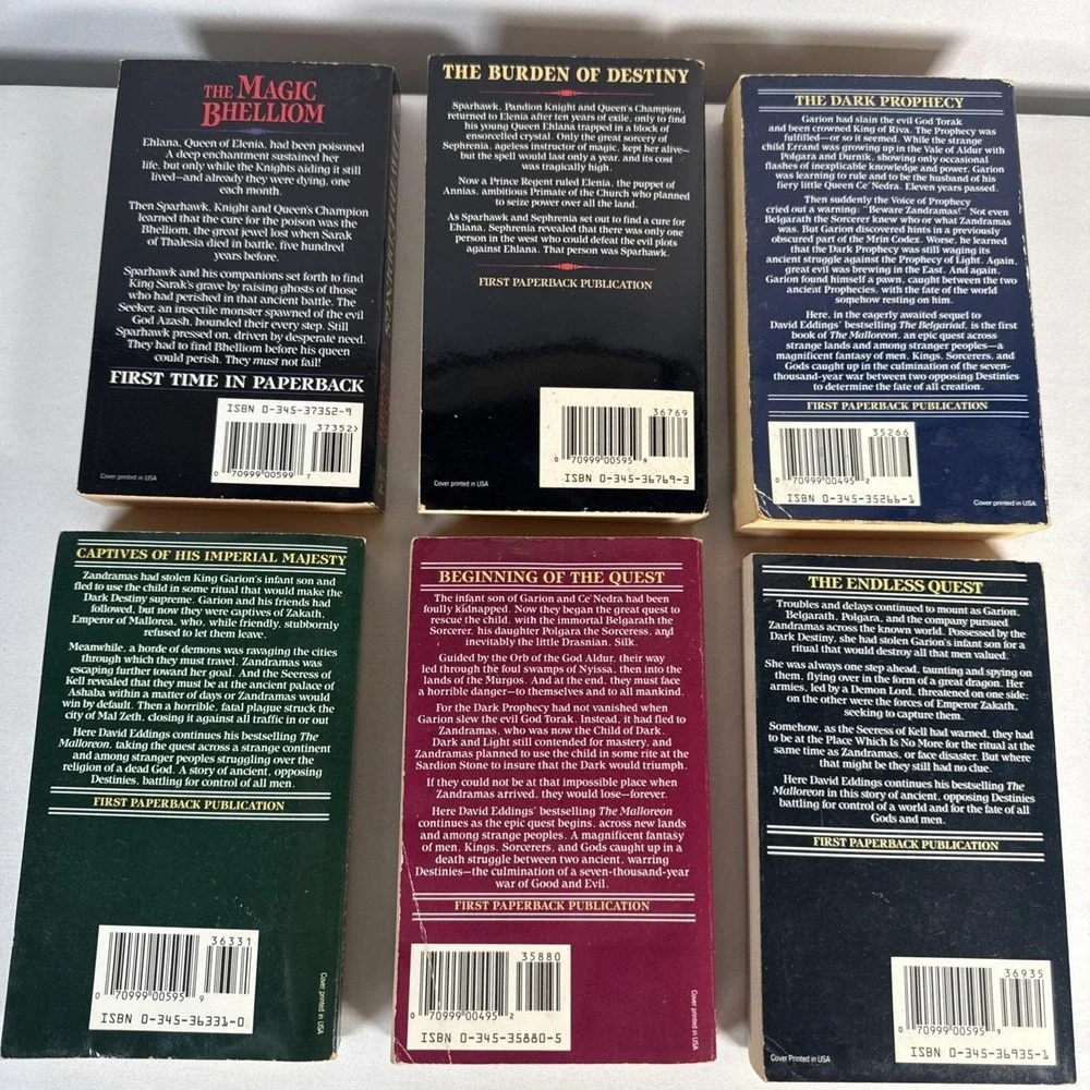 David Eddings The Malloreon Series #1-4 &‎ Elenium #1-2 Paperback Book Set